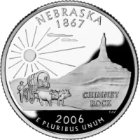США 25 ЦЕНТОВ 2006 ГОДА НЕБРАСКА P