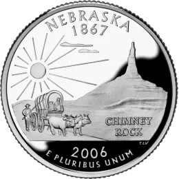 США 25 ЦЕНТОВ 2006 ГОДА НЕБРАСКА P