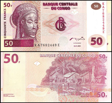 КОНГО 50 ФРАНКОВ 2000