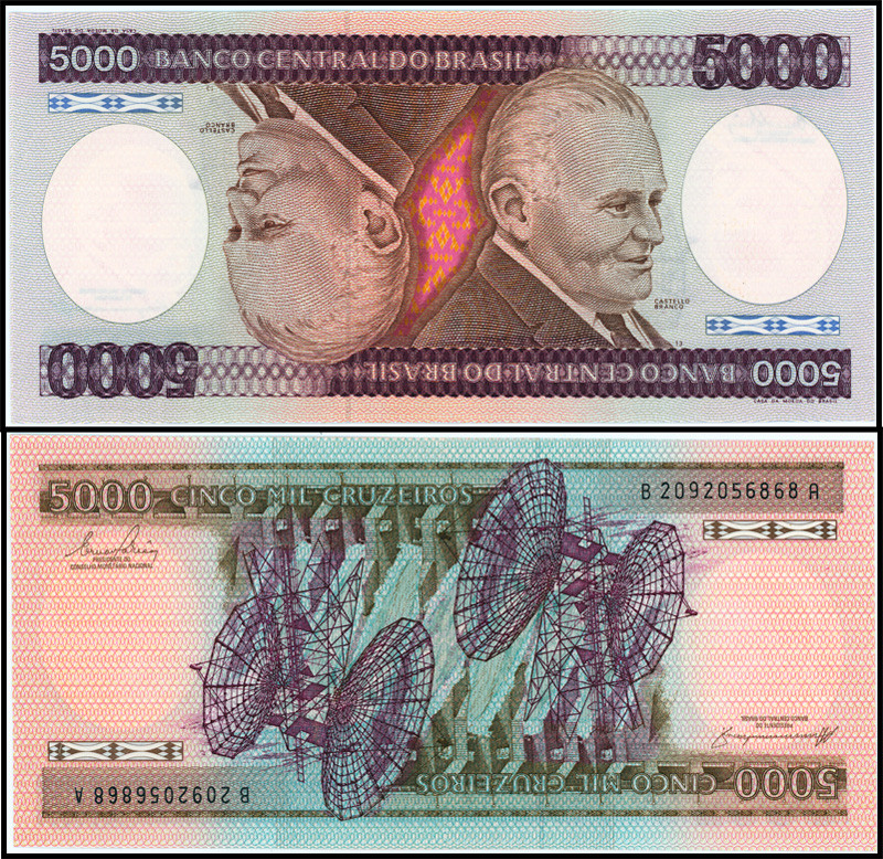БРАЗИЛИЯ 5000 КРУЗЕЙРО 1981-1985 ГОДА 