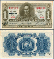 БОЛИВИЯ 1 БОЛИВИАНО 1952 ГОДА