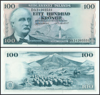 ИСЛАНДИЯ 100 КРОН 1974 ГОДА