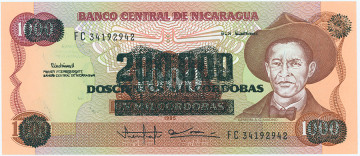 НИКАРАГУА 200 000 КОРДОБА 1990 ГОДА 