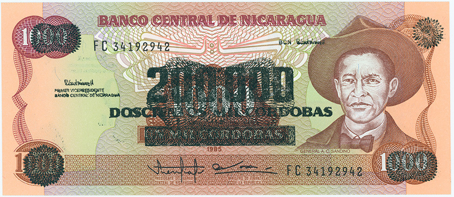 НИКАРАГУА 200 000 КОРДОБА 1990 ГОДА