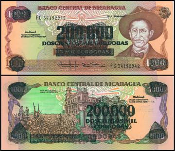 НИКАРАГУА 200 000 КОРДОБА 1990 ГОДА 