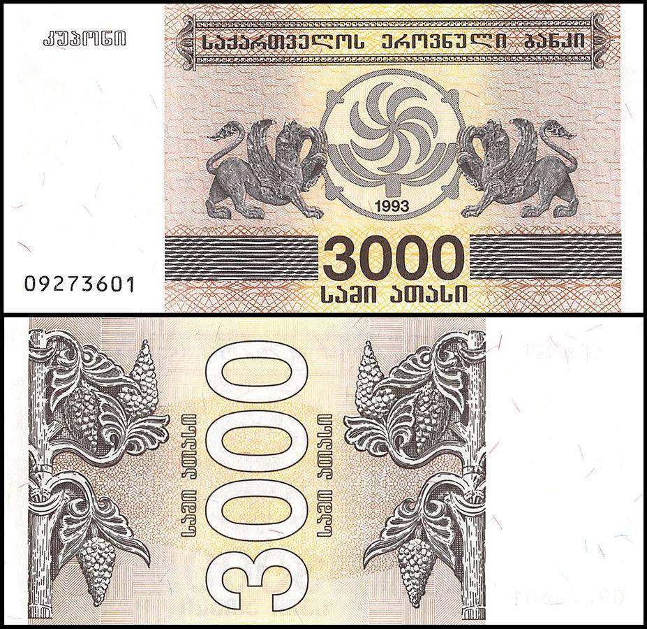 ГРУЗИЯ 3000 КУПОНОВ  1993 ГОДА