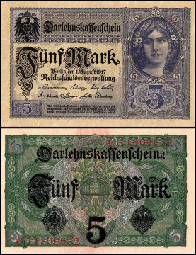 ГЕРМАНИЯ 5 МАРОК 1917 ГОДА  