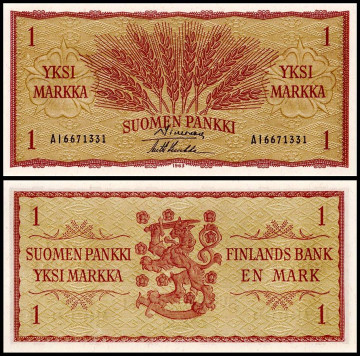 ФИНЛЯНДИЯ 1 МАРКА 1963 ГОДА