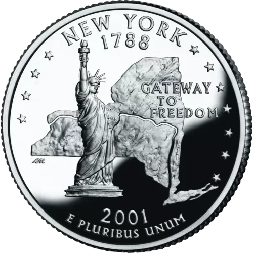 США 25 ЦЕНТОВ 2001 ГОДА НЬЮ-ЙОРК P
