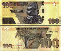 ЗИМБАБВЕ 100 ДОЛЛАРОВ 2020 ГОДА