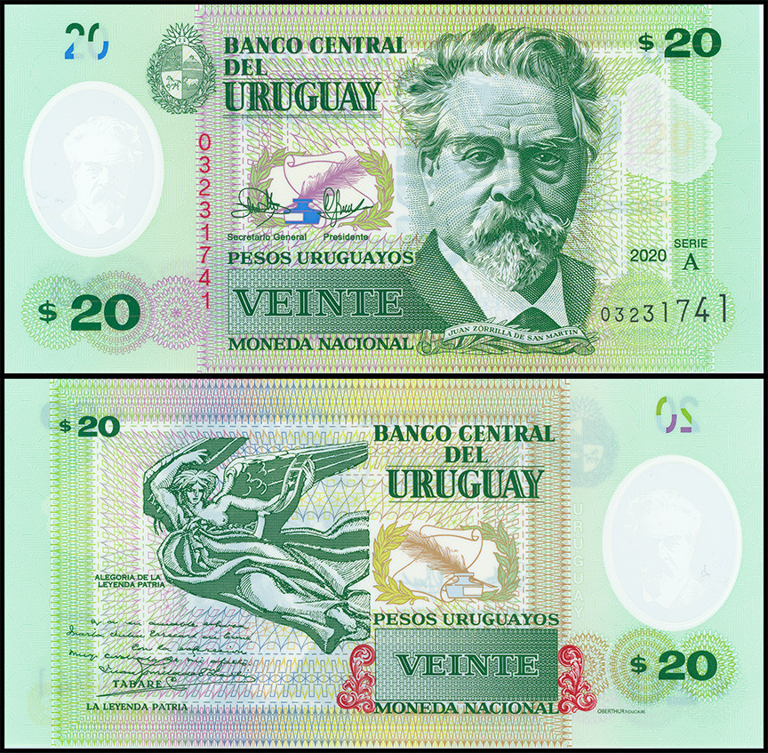 УРУГВАЙ 20 ПЕСО 2020 ГОДА 