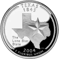 США 25 ЦЕНТОВ 2004 ГОДА ТЕХАС P