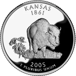 США 25 ЦЕНТОВ 2005 ГОДА КАНЗАС P